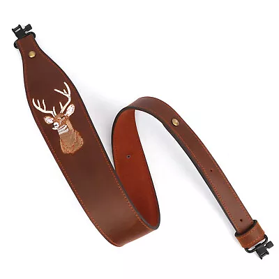 Tourbon Padded Leather Rifle Sling 2 Points Adjustable Strap Gun Mounted Swivels • $33.29