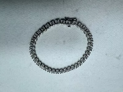 VINTAGE CZ Tennis Bracelet 925 Sterling Silver 7  11.3G • $49.98