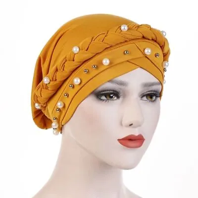 Womens Muslim Braid Cancer Chemo Turban Hat Beanie Hijab Headwear Cap • £12.99