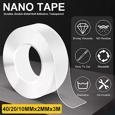 Double Side Nano Tape Gel Traceless Clear Invisible Adhesive Transparent 1-3 Pcs • $13.49