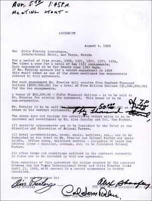 Elvis Presley Repro 1969 International Hotel Las Vegas Hand Signed Contract • $25.25