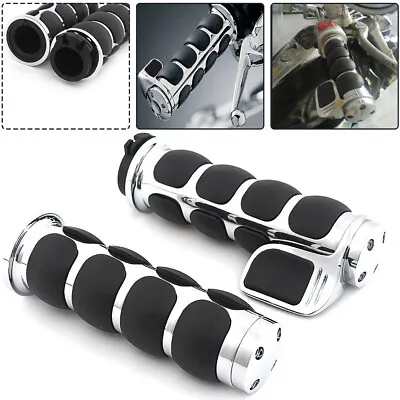 1  Motorcycle Handlebar Hand Grips Fit For Harley Touring Softail Dyna Sportster • $31.34