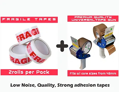 FRAGILE TAPE  PACKAGING DIY PARCEL PACKING + Optional Tape Dispenser Type • £8.89