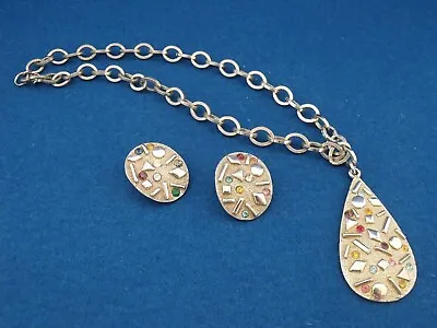 Vintage Sarah Coventry Gold Tone Sultana Confetti Necklace Earring Set • $24.99