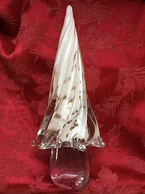 FLAWLESS Stunning MURANO Italy One Tier Snow Copper Art Crystal CHRISTMAS TREE • $245