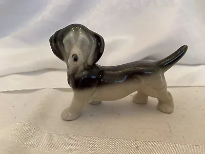 Vintage Made In Japan Cute Standing Gray & Black DACHSHUND Dog Figurine • $11.95