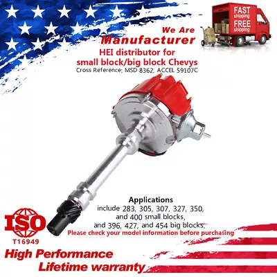 Ignition Distributor HEI Electronic Fit For Chevy Engine 9500RPM 350 454 SBC BBC • $67.82