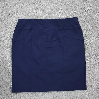 Simply Vera Vera Wang Womens Straight Pencil Skirt Stretch Flat Front Blue SZ PS • $19.99