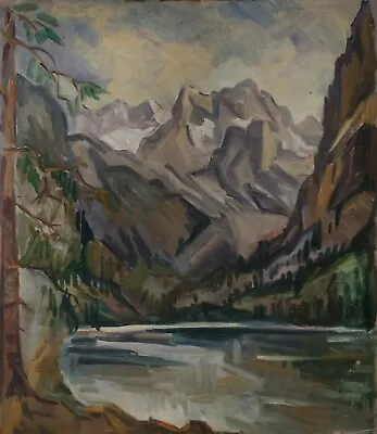 Painting Signed Kreeb Dachstein Gosausee Landscape Oil Painting Original Art • $264.35