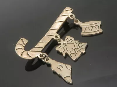 $52.98 • Buy MEXICO 925 Sterling Silver - Vintage Charmed Candy Cane Brooch Pin - BP5590