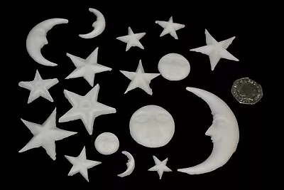 16 X Edible 3D Moons And Stars Cake Cupcake Toppers Decorations • £8.49