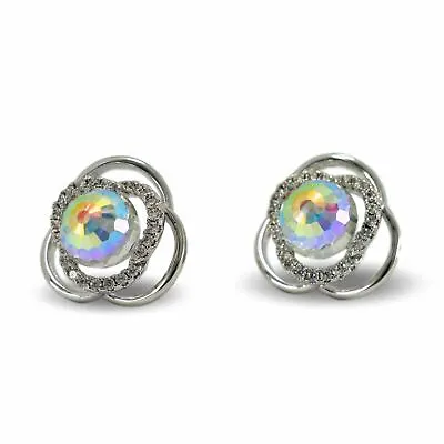 £16 • Buy 9ct White Gold Filled Womens Stud Earrings With Swarovski® AB Crystals 9K GF