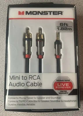 Monster 3.5mm Mini To RCA Cable Adapter 6ft • $12.99