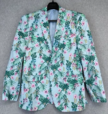 Bar III Mens Suit Jacket Size 42R Blue Pink Floral Print Slim Fit Blazer NWT • $23.99