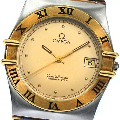 OMEGA Constellation Date Full Bar Gold Dial Quartz Men's Watch_762663 • $1078.70