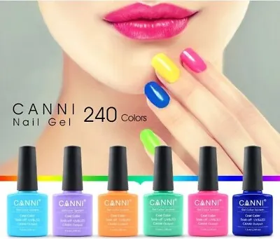 CANNI UV Nail Gel Polish Soak Off UV LED Colour Glitter Base Top Coat Varnish • £4.45