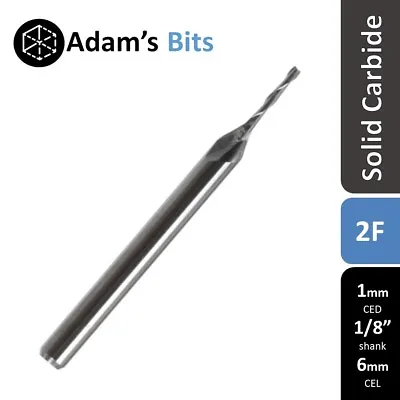 1mm Cut Diam. 1/8  3.175mm Shank Spiral 2 Flute Carbide End Mill CNC Router Tool • $5.95