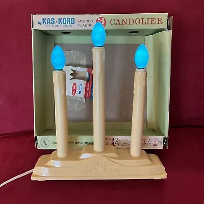 Vtg  Kas Kord 3 Light Window Candolier Candle Plastic Blue Bulbs Christmas • $10