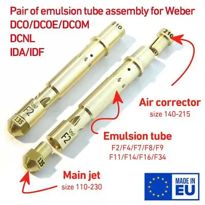 $33 • Buy 2x WEBER DCO/DCOE/IDA/IDF Main Jet Emulsion Tube Air Corrector Assembly (pair)