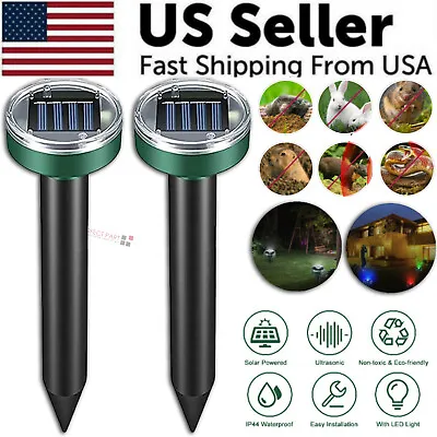 Solar Power Animal Ultrasonic Repellent Mice Gopher Mole Pest Snake Repeller LED • $8.99