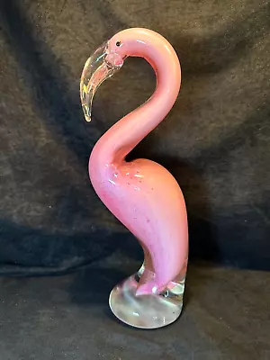 Hand Blown Murano Style Art Glass Pink Flamingo Figurine 12  • $37.99