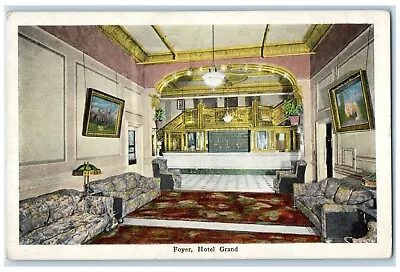 New York City New York NY Postcard Foyer Hotel Grand Daily Rates C1920 Vintage • $9.95