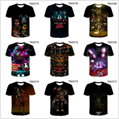 $21.99 • Buy Five Nights At Freddy’s 3D Printed T Shirts Short Sleeve Tops Basic Tee For Kids