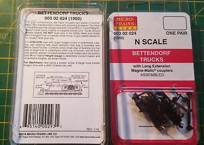 N Micro Trains 003 02 024  Bettendorf Trucks W/long Ext Couplers 1002  • $8.80