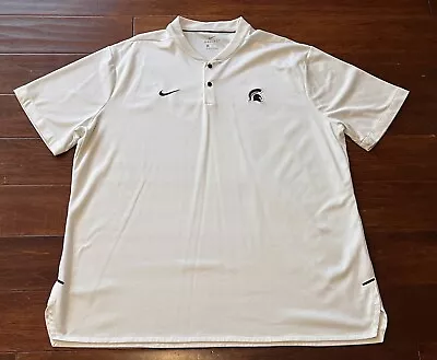 RARE Nike Dri Fit Michigan State Spartans White Green Mens XXL Button Up T Shirt • $22.49