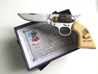 $19.95 • Buy John Wayne Hand Gun Pistol Revolver Manual Folding Pocket Knife Collectible Gift