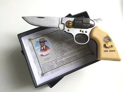 John Wayne Hand Gun Pistol Revolver Manual Folding Pocket Knife Collectible Gift • $26.95