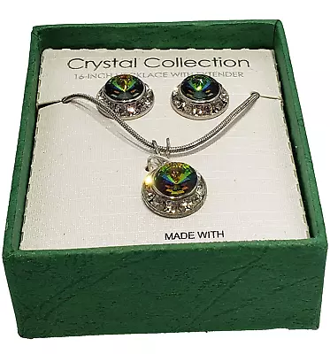 Crystal Collection Earrings & Necklace Swarovski Elements Green Emerald Jewelry • $14.99