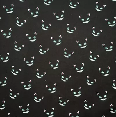 100% Cotton Fabric - Alice In Wonderland Halloween Cheshire Cat  • £4.05