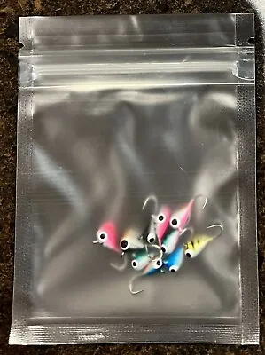 10 Pack 4mm Tungsten Ice Fishing Jigs Hyper Glow Hand Painted Ultra Sharp Hook • $10