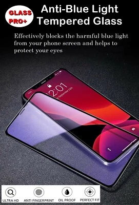 $6.99 • Buy For IPhone 14 13 12 11 Pro Max X Anti-Blue Light Tempered Glass Screen Protector
