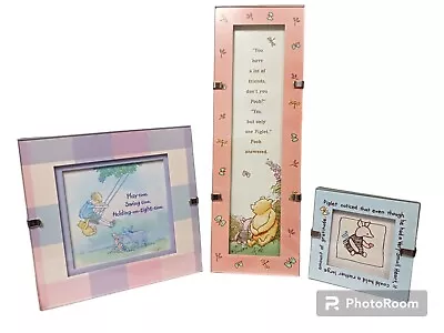 VTG Disney Classic Winnie The Pooh Framed Quotes Nursery Decor Table Top Art Lot • $18.95