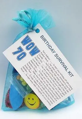 60th 65 70 80th BIRTHDAY PRESENT SURVIVAL KIT FUN NOVELTY GIFT PERSONALISED WOW • £3.85