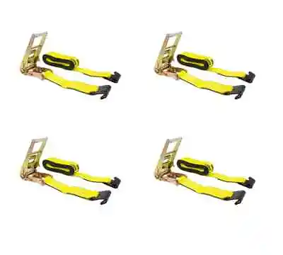 3 X30' Ratchet Tie-Down Straps W/ Flat Hook 15000 Lbs Capacity - Yellow (4 Pk) • $149.99