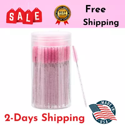 100 Pcs Disposable Mascara Wands Crystal Eyebrow Spoolies Brush For Eyelash Ext • $14