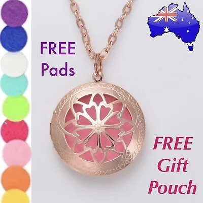 Rose Gold Mandala Aromatherapy Essential Oil Diffuser Locket Pendant Necklace • $12.50