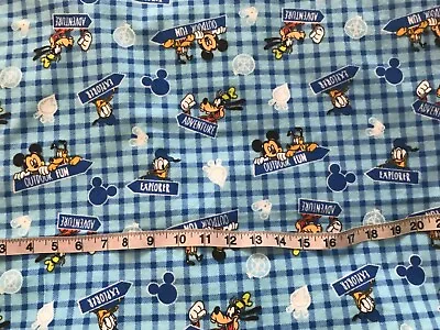 New By The Yard 44/45” W Disney Characters On Blue Cotton Flannel Fabric • $6.99