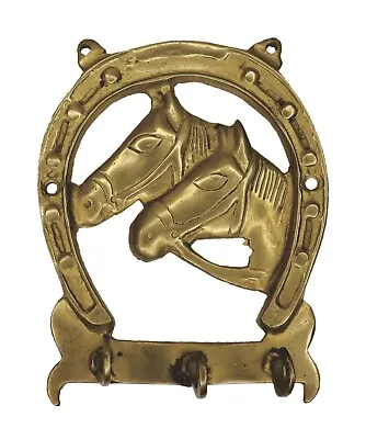 Two Horse Shape Antique Vintage Style Brass Cloth Towel Cup Key Wall Hanger Hook • $27.09