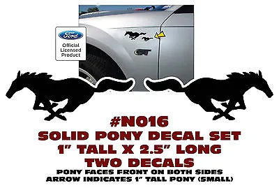 N016 Ford Mustang - 1  Tall Solid Pony Decal Set - Runs Forward On Both Sides • $8.95