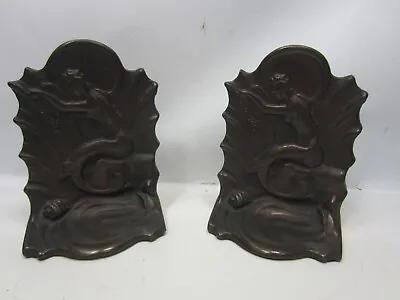 Pair Of Antique Cast Iron Art Nouveau Mermaid Bookends • $299.99