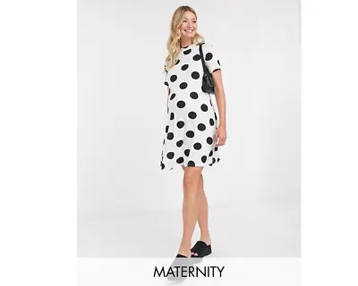 £11.69 • Buy WEDNESDAY'S GIRL Maternity Mini T-shirt Dress In Polka Dot - SIZE UK 8 