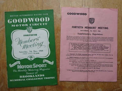 £20 • Buy Goodwood 40th Members’ Meeting BARC Programme And Supplementary Regulations 1960