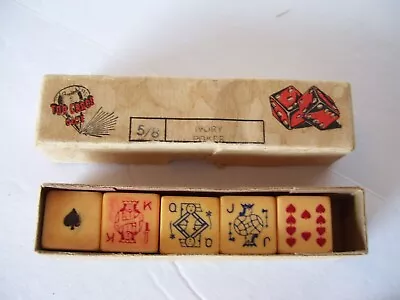 Vintage Rare Chrisloid Top Grade 5/8' Poker Dice Set Bakelite Original Box • $19.99