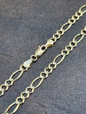 Solid 10k Yellow Gold Figaro Link Chain 4.5mm Necklace For Pendant Mens 18-24  • $716.03