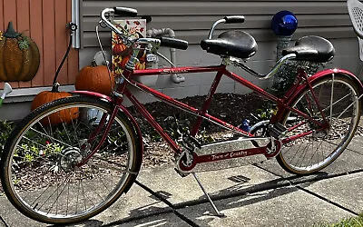 Rare 1959 Red SCHWINN TOWN & COUNTRY Tandem Bicycle Clean! 100% Complete! Chrome • $1125