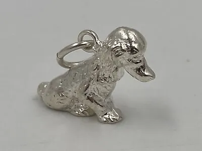 Sterling Silver 925 Cocker Spaniel Dachshund Sitting Pet Dog Charm Ring Bail • $16.99